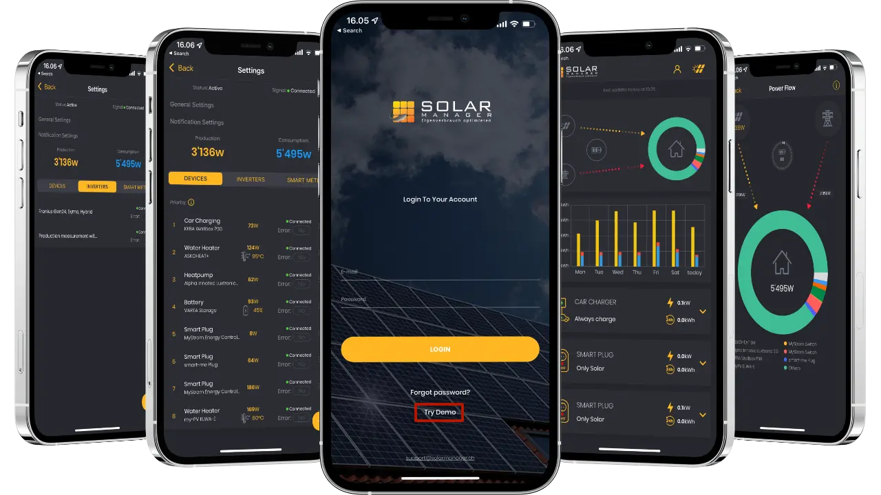 Solar Manager iPhone Demo Mockup